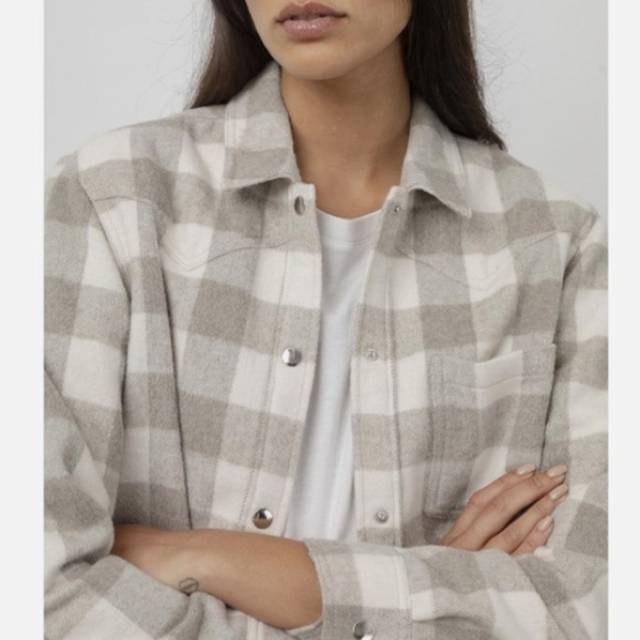 RAILS Tripp Shirt Jacket Ivory Rain Checkered Fleece Flannel - Picture 4 of 12